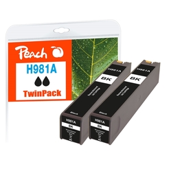 Peach Doppelpack Tintenpatrone schwarz kompatibel zu HP No. 981A, J3M71A