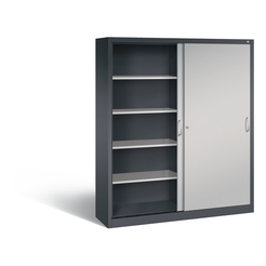 C+P Schiebetürenschrank  Acurado, H1950xB1600xT400mm, Korpus: Schwarzgrau, Türen: Weißaluminium