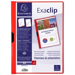 EXACOMPTA 437803B - Klemmappe aus PVC mit Exaclip, Kapazität 30 Blatt, für DIN A4, Rot