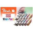 Peach 10er-Pack Tintenpatronen, XL-Ergiebigkeit,  kompatibel zu Canon PGI-525, CLI-526