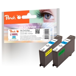 Peach Doppelpack 2 Tintenpatronen cyan kompatibel zu Lexmark No. 100XL, 14N1093