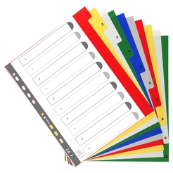 Farbige Register aus PP, 10-teilig, für DIN A4+