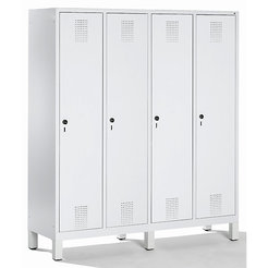 CP Garderobenschrank mit Kunststoff-Füßen - Abteilbreite 400 mm, HxBxT 1850 x 1600 x 500 mm - lichtgrau