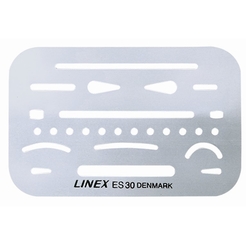 LINEX ES 30 Radierschablone, rostfreies Stahl mit 26 Öffungen für genaues Korrigieren