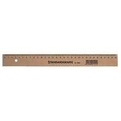 STANDARDGRAPH Lineal, Holz, Länge: 30 cm, mm-Teilung, natur