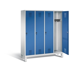 CP Garderobenschrank mit Kunststoff-Füßen - Abteilbreite 400 mm, HxBxT 1850 x 1600 x 500 mm - lichtgrau / enzianblau