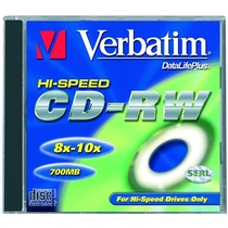 Verbatim® CD-RW, Jewelcase, wiederbeschreibbar, 700 MB, 80 min, 10 x (10 Stück)