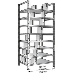 Scholz Ordner- und Archiv-Steckregal, verzinkt - Höhe 3000 mm, doppelseitig - Boden-BxT 1200 x 600 mm, Grundfeld