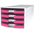Han Schubladenbox IMPULS, DIN A4/C4, 4 offene Schubladen, weiß/Trend Colour pink