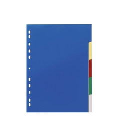 Ordnerregister DIN A4, Tabe: blanko, mehrfarbig, 5 Blatt