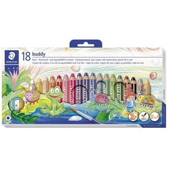 Staedtler® Farbstifte Buddy 3in1 - Kartonetui mit 18 Stiften und 1 Spitzer