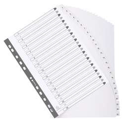 Bedruckte Register mit plastifizierten Taben, 25 Taben von 1 bis 25, DIN A4