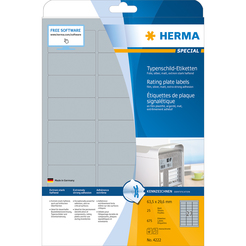 HERMA SPECIAL A4 Typenschild-Etiketten Folie silber