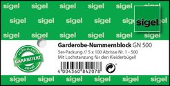 Sigel Garderobe-Nummernblock, 5er-Pack
