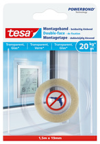 tesa® Montageband für transparente Oberflächen und Glas (20kg / m)